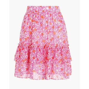 J.Crew | Pink Floral Tiered Ruffle Mini Skirt | Size Medium